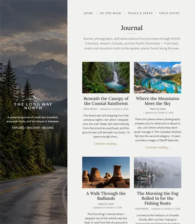A screenshot showing the front page of the Venturer template demo