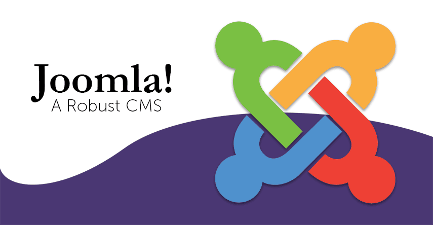 A large graphic banner with a Joomla logo and a tagline Joomla - A robust CMS