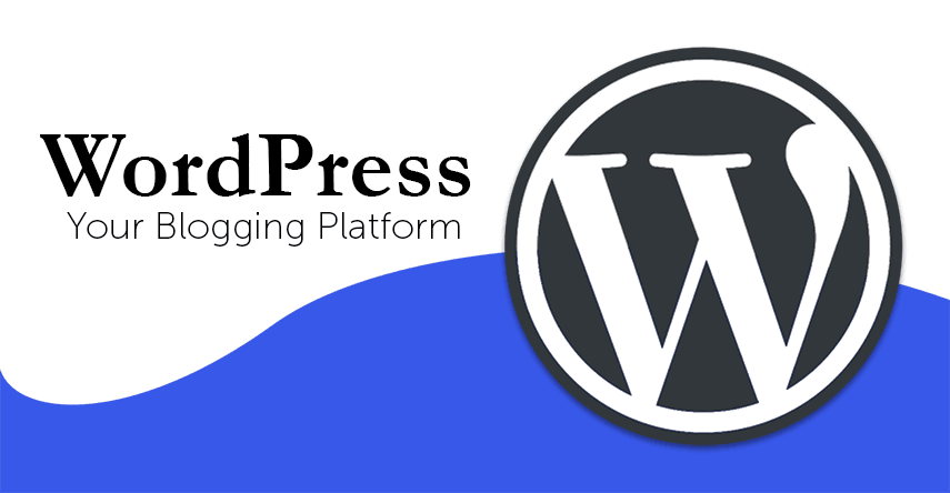 A large graphic banner with a WordPress logo and a tagline WordPress - Your Blogging Platform