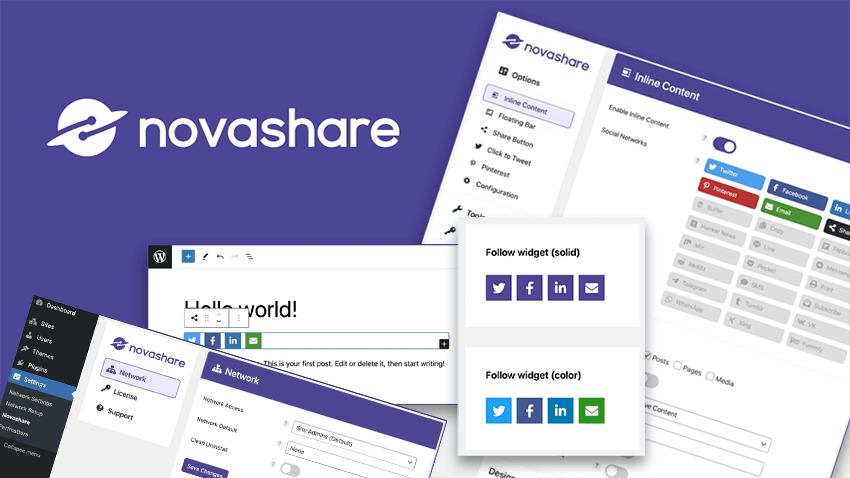 Screenshot of the Novashare social sharing brand and website