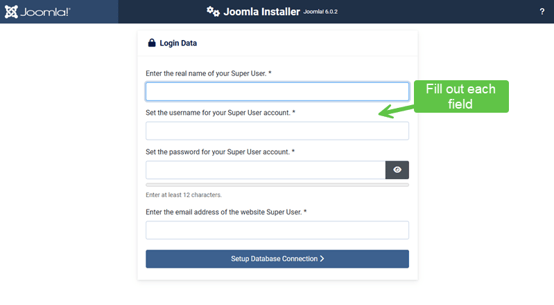 Step 2: Install Joomla screenshot