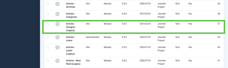 screenshot showing legacy modules and plugins that will soon be removed